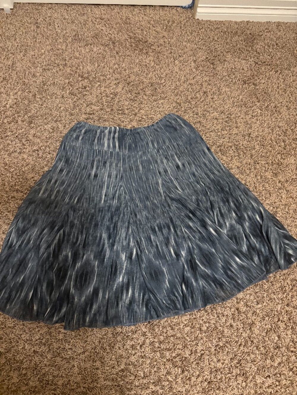 Coldwater Creek A Line Skirt PS Petite Small 6-8 Blue White Geometric Print